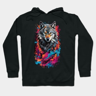 Colorful Angry Wolf Hoodie